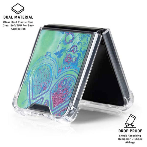 Liquid Blue Tie Dye Peace Heart Galaxy Z Flip6 Clear Case